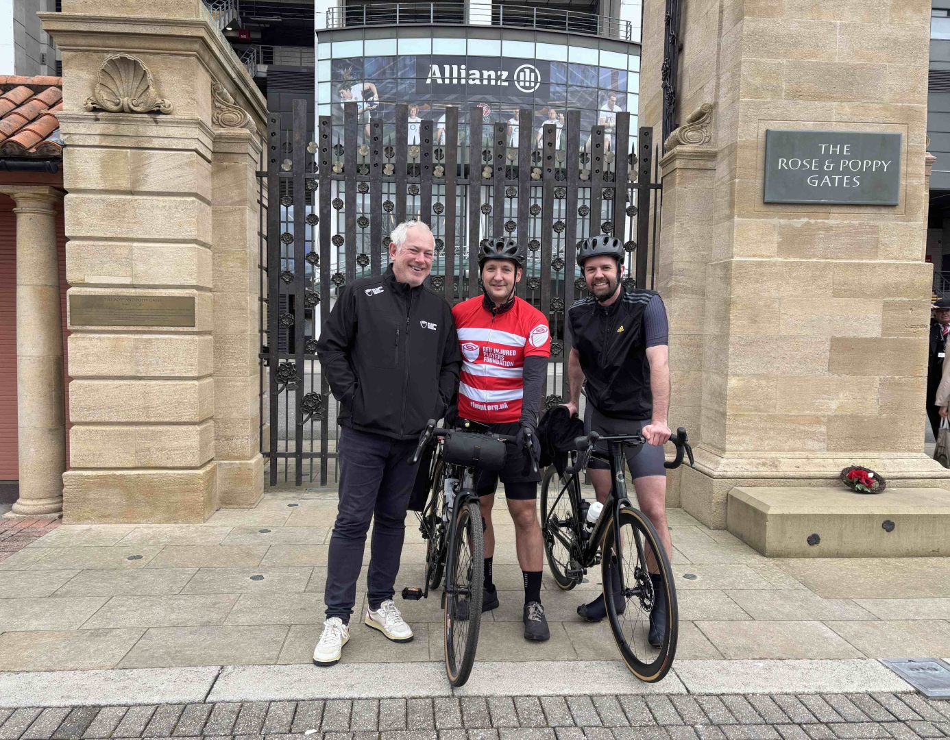 Nick Mullins Nick Anderton with friend Greg per departure from Allianz Stadium Twickenham to Paris for the IPF